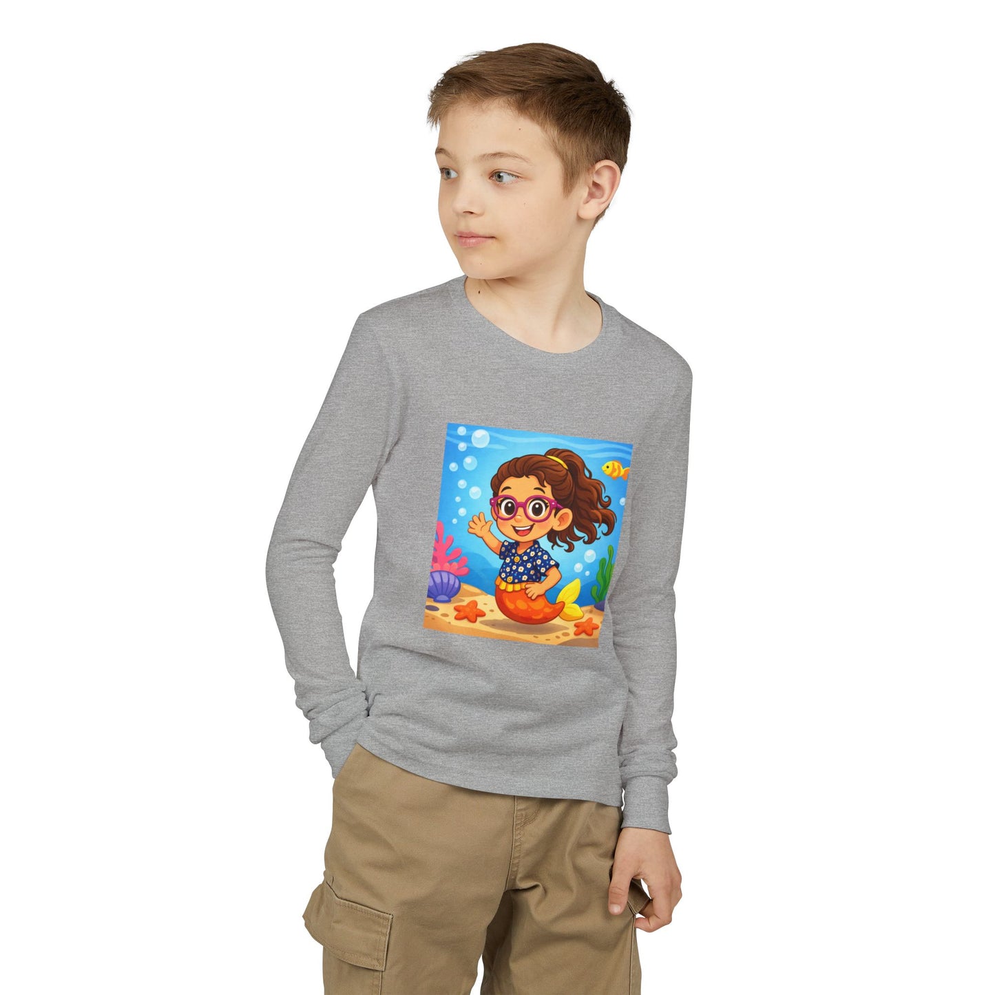 Kids Mermaid Tee — Cute Girl Mermaid Long Sleeve Shirt for Playtime & Beach