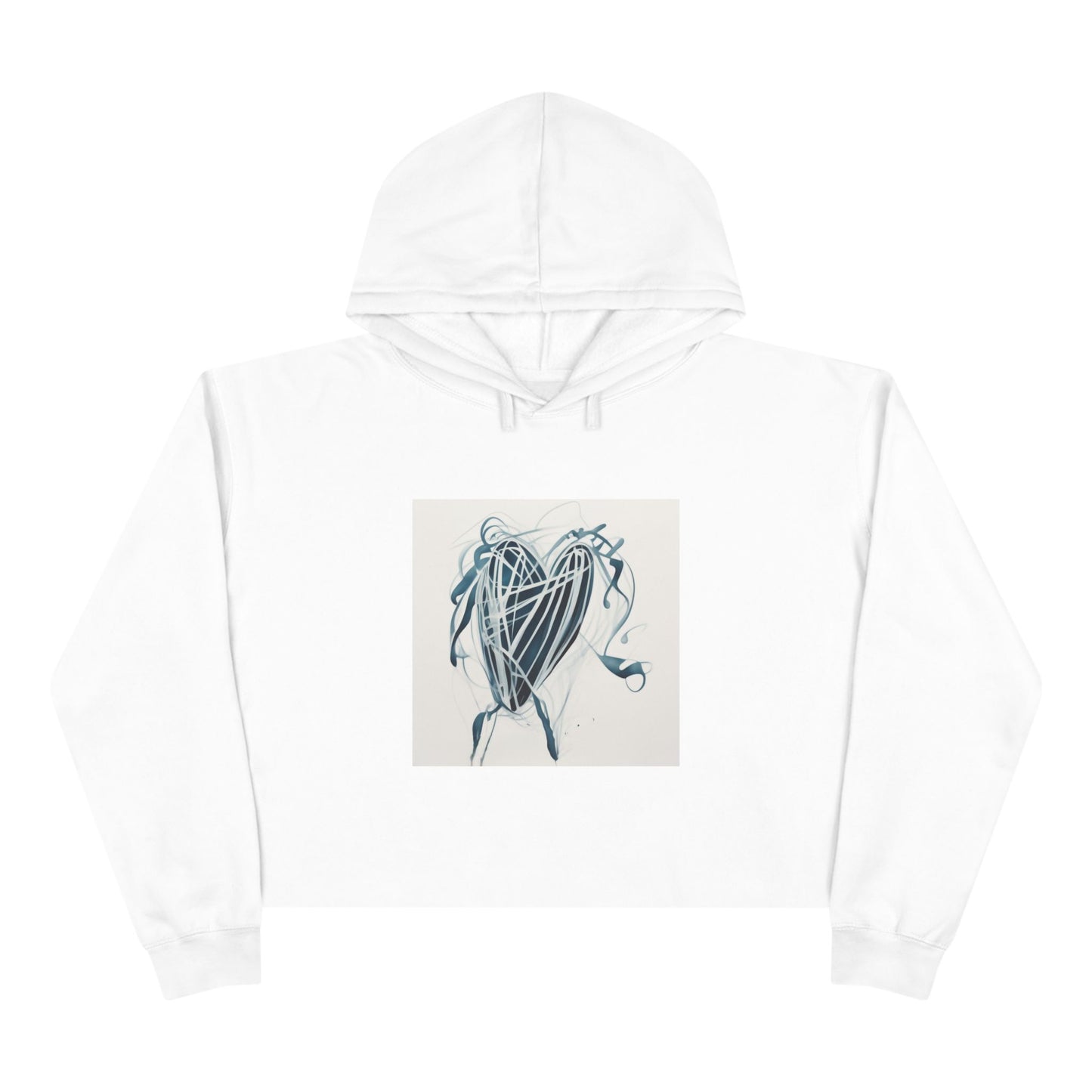 Cropped Hoodie — Abstract Blue Heart Brushstroke Design