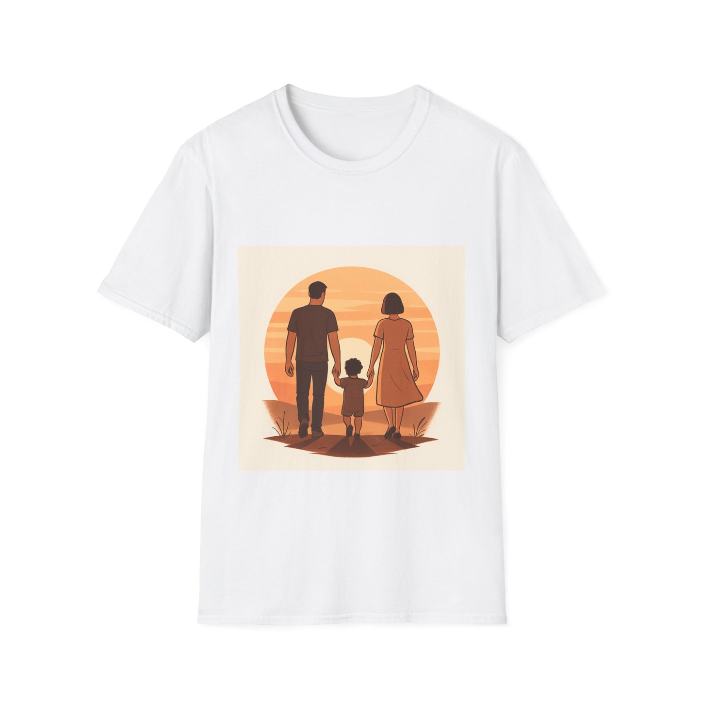 Family Sunset T-Shirt — Parents and Child Silhouette Tee