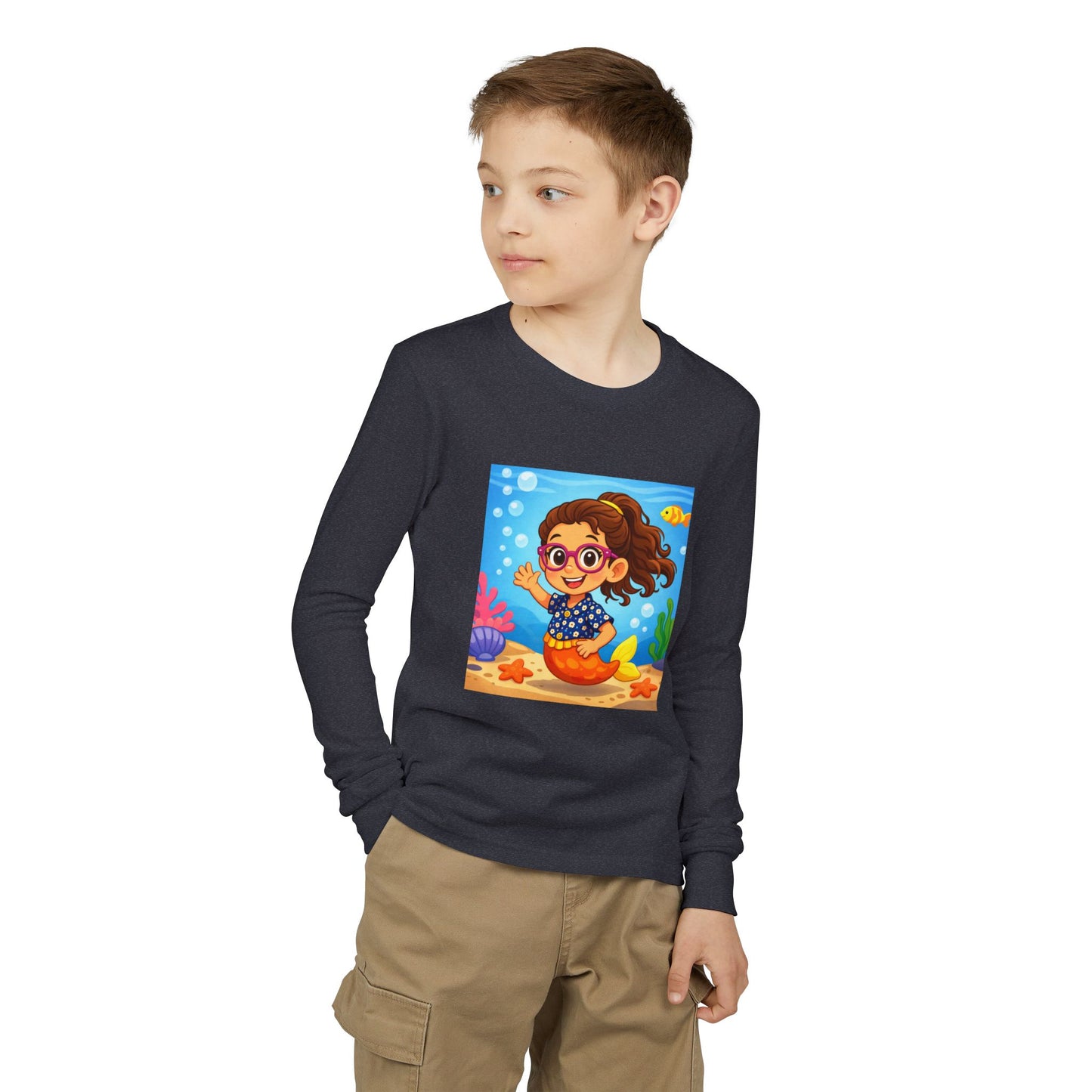 Kids Mermaid Tee — Cute Girl Mermaid Long Sleeve Shirt for Playtime & Beach