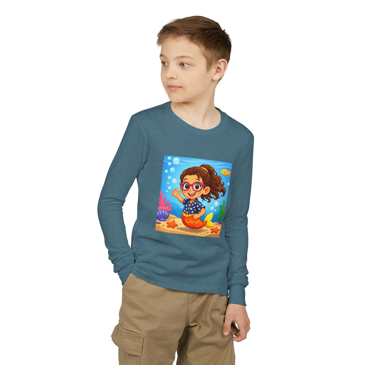 Kids Mermaid Tee — Cute Girl Mermaid Long Sleeve Shirt for Playtime & Beach