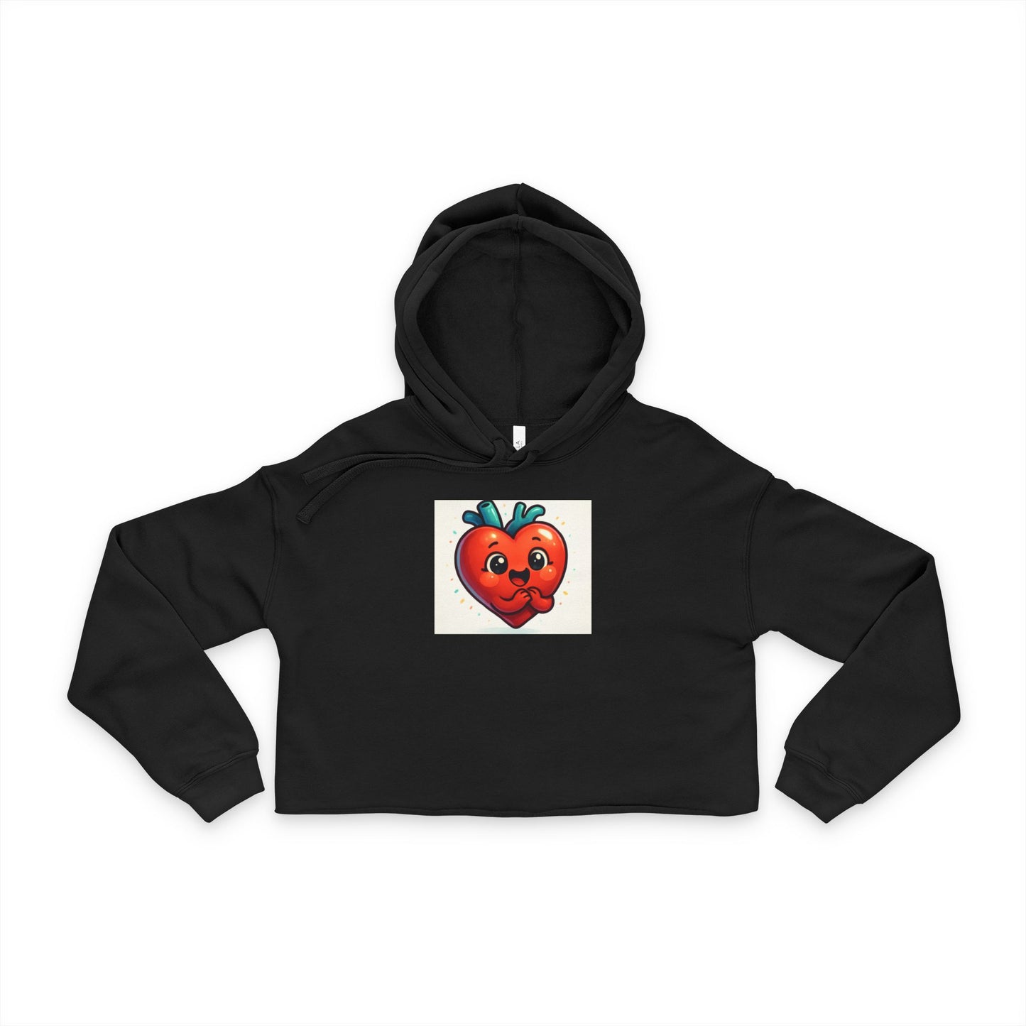 Cropped Hoodie — Cute Heart Strawberry Graphic