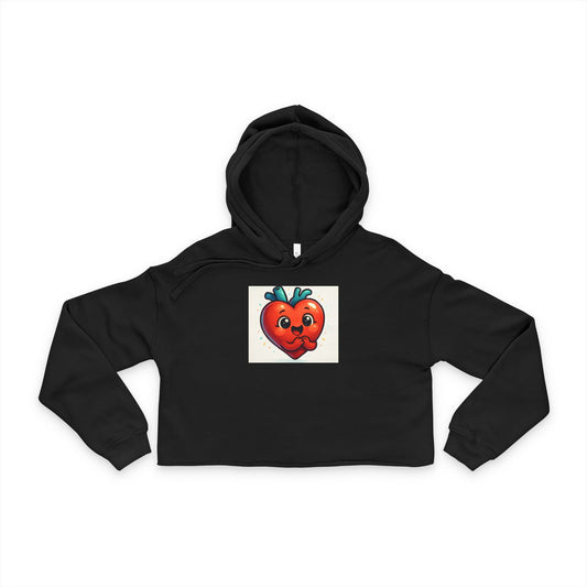 Cropped Hoodie — Cute Heart Strawberry Graphic