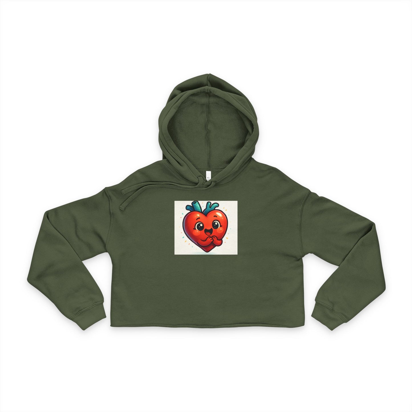 Cropped Hoodie — Cute Heart Strawberry Graphic