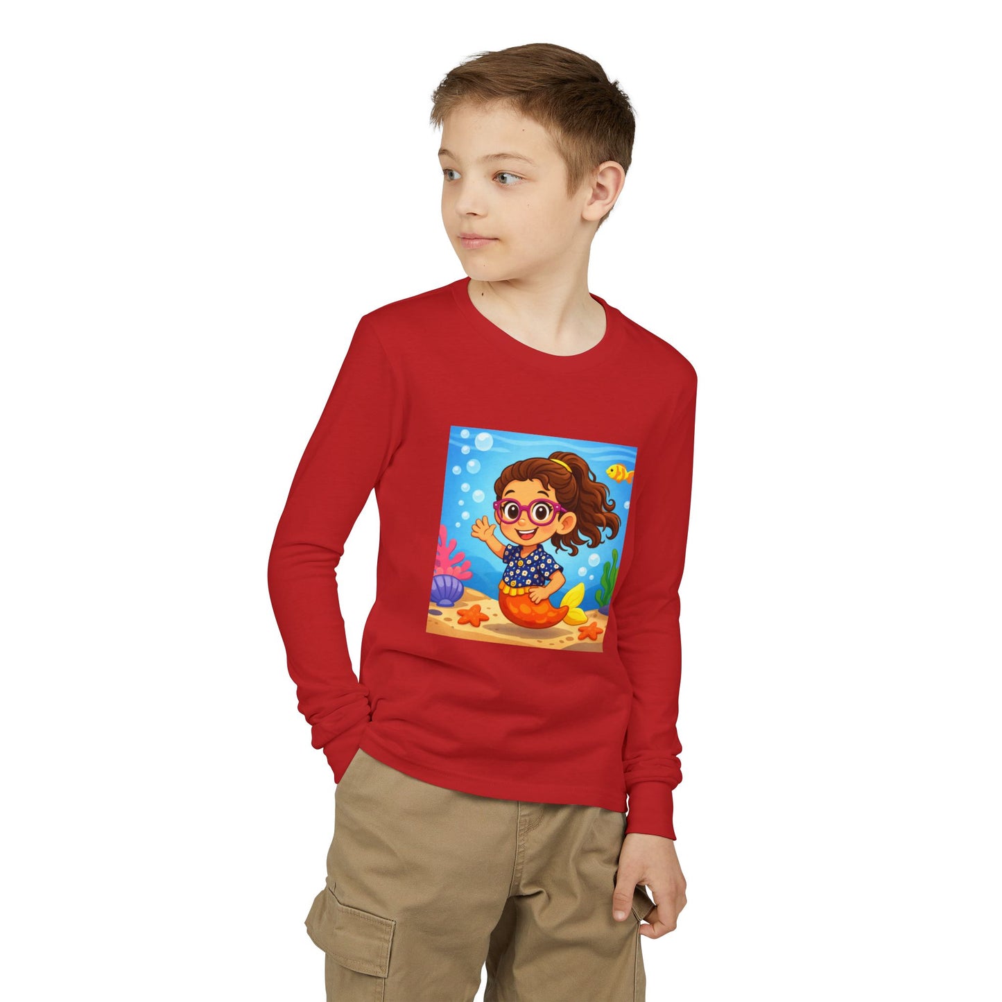 Kids Mermaid Tee — Cute Girl Mermaid Long Sleeve Shirt for Playtime & Beach