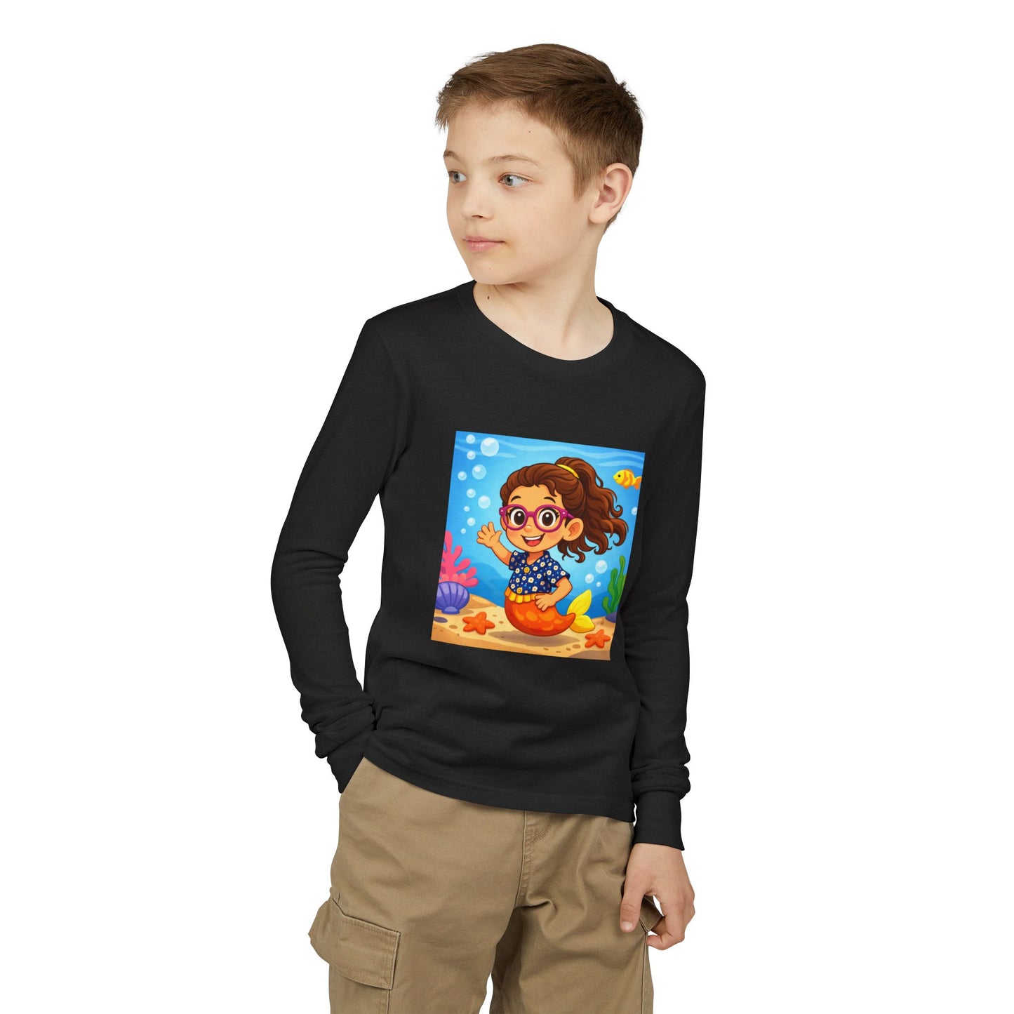 Kids Mermaid Tee — Cute Girl Mermaid Long Sleeve Shirt for Playtime & Beach