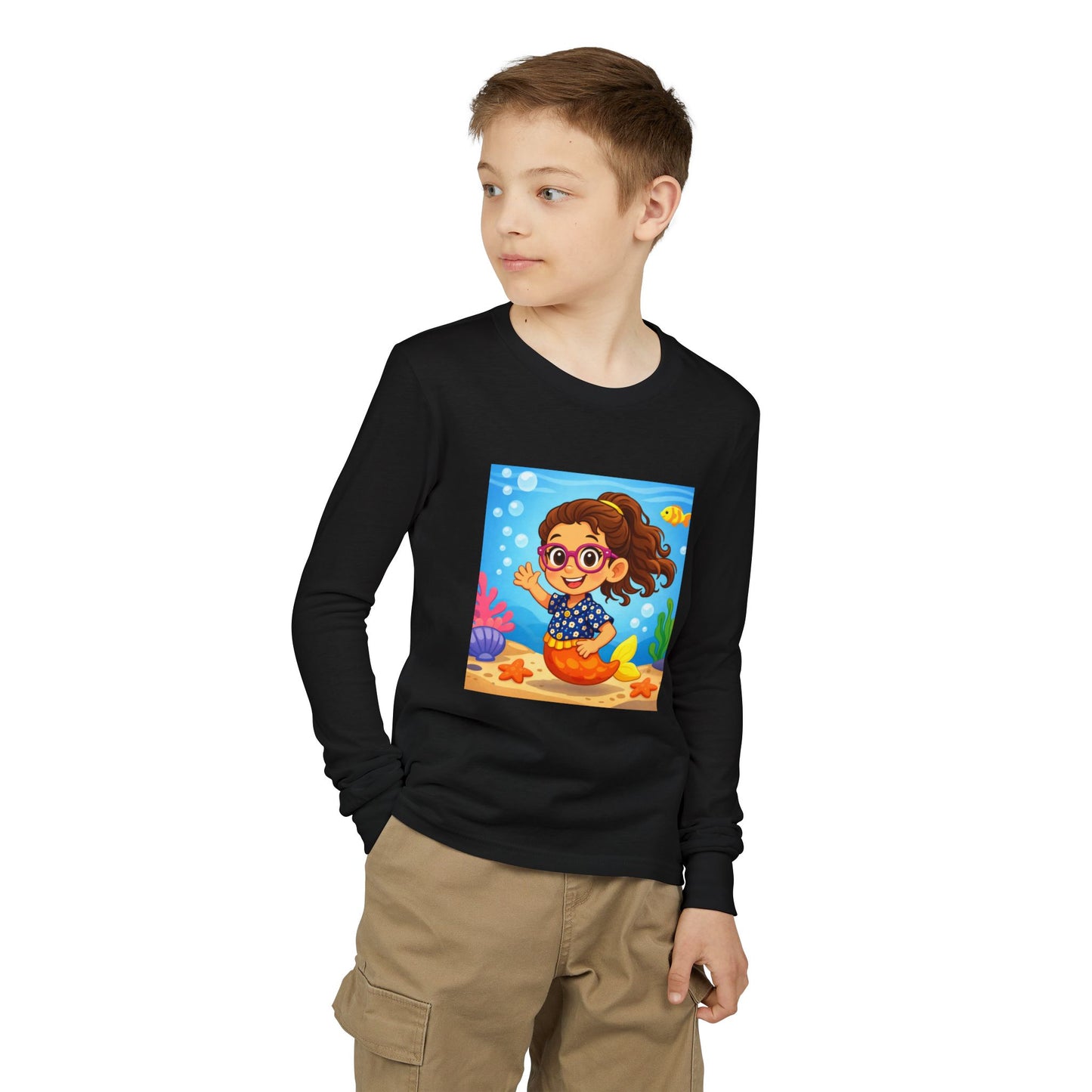 Kids Mermaid Tee — Cute Girl Mermaid Long Sleeve Shirt for Playtime & Beach