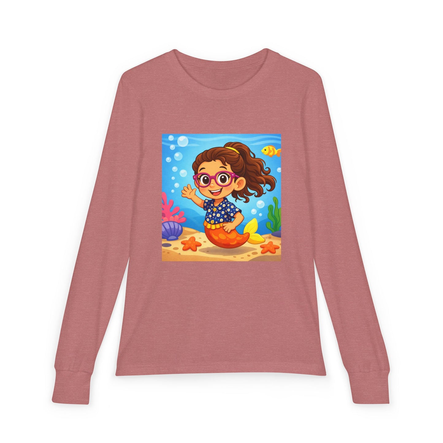 Kids Mermaid Tee — Cute Girl Mermaid Long Sleeve Shirt for Playtime & Beach