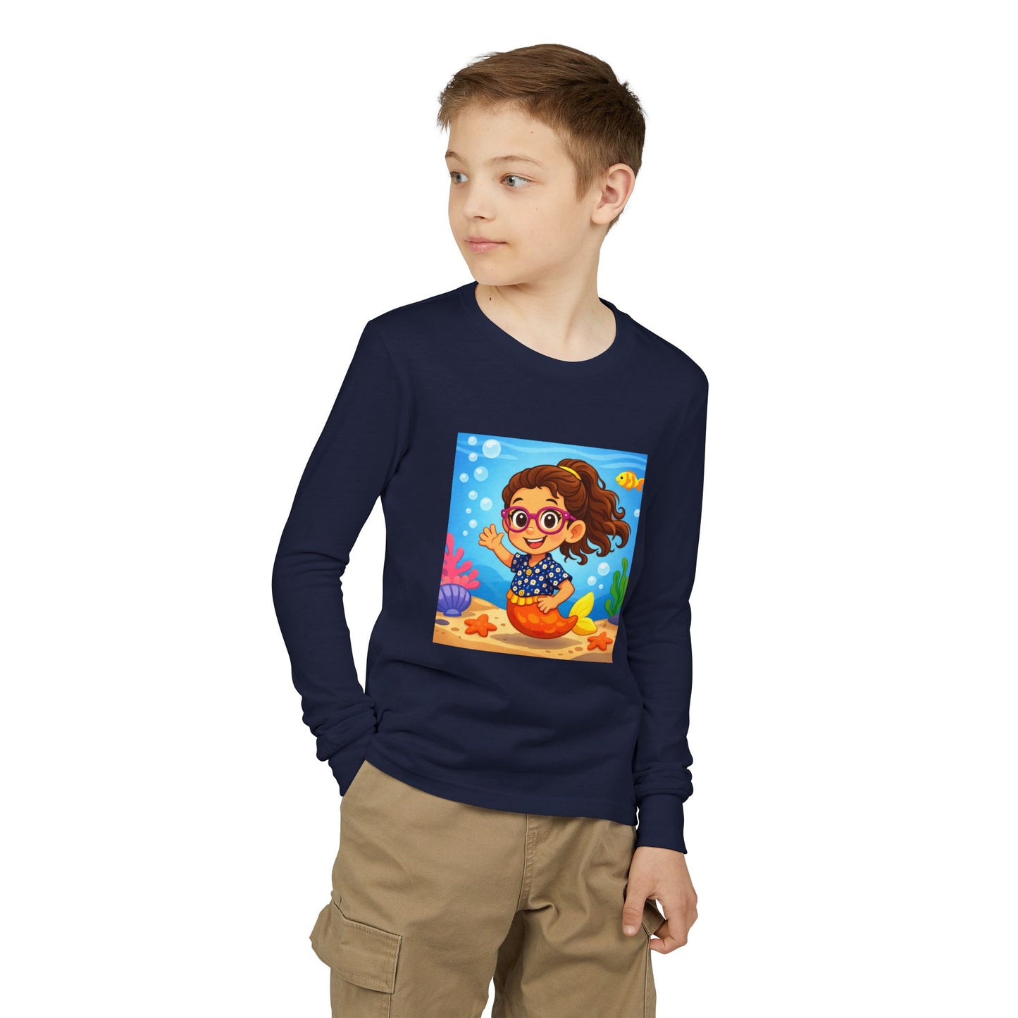 Kids Mermaid Tee — Cute Girl Mermaid Long Sleeve Shirt for Playtime & Beach
