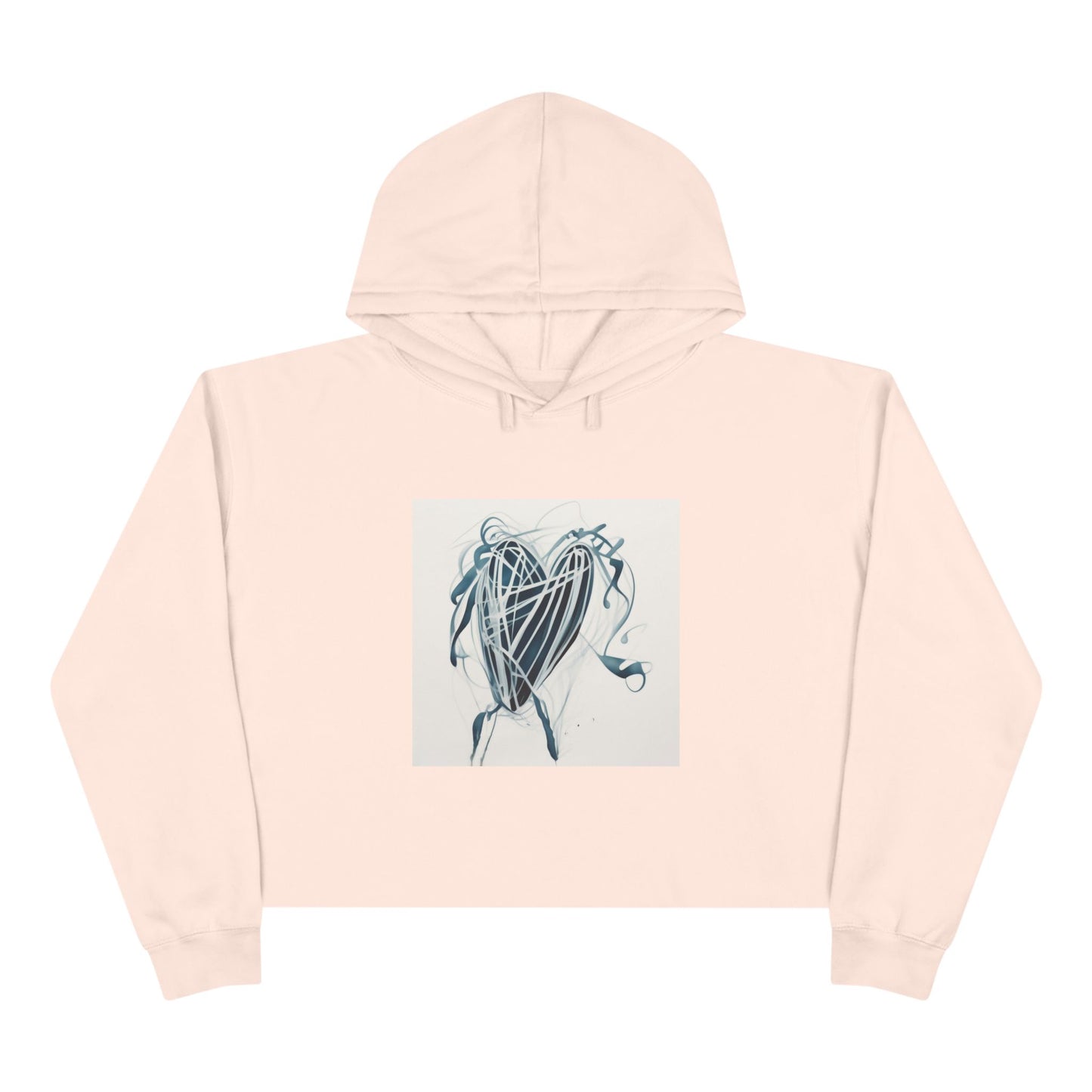 Cropped Hoodie — Abstract Blue Heart Brushstroke Design
