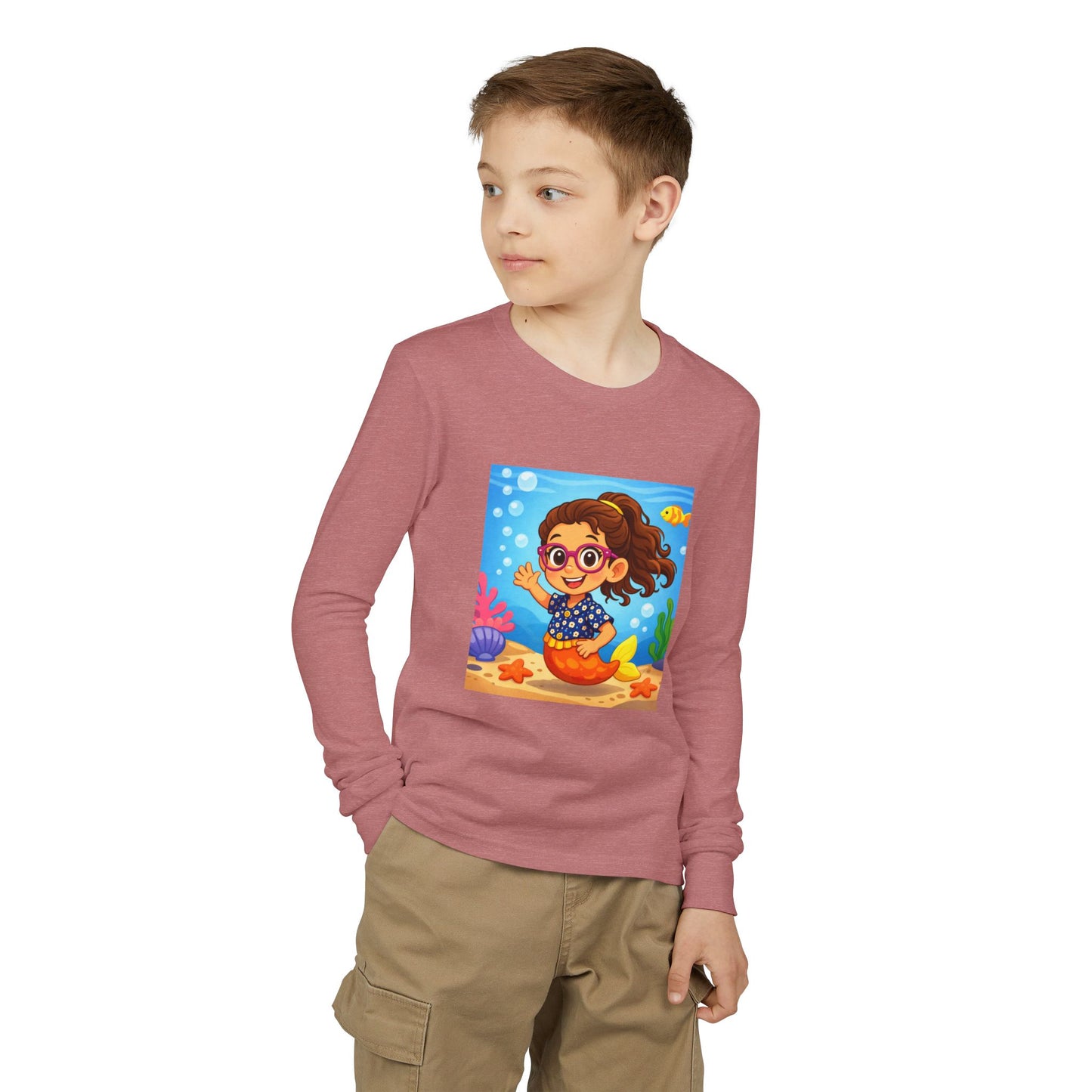 Kids Mermaid Tee — Cute Girl Mermaid Long Sleeve Shirt for Playtime & Beach