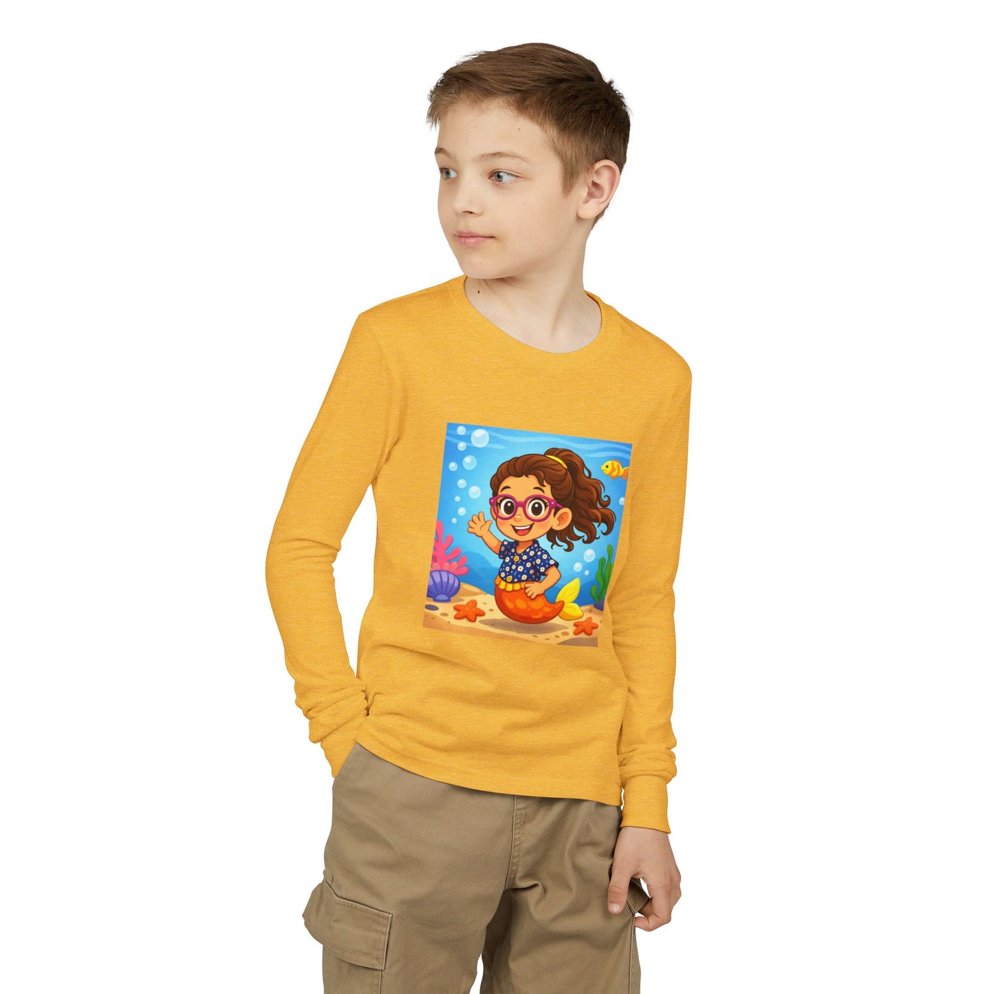 Kids Mermaid Tee — Cute Girl Mermaid Long Sleeve Shirt for Playtime & Beach