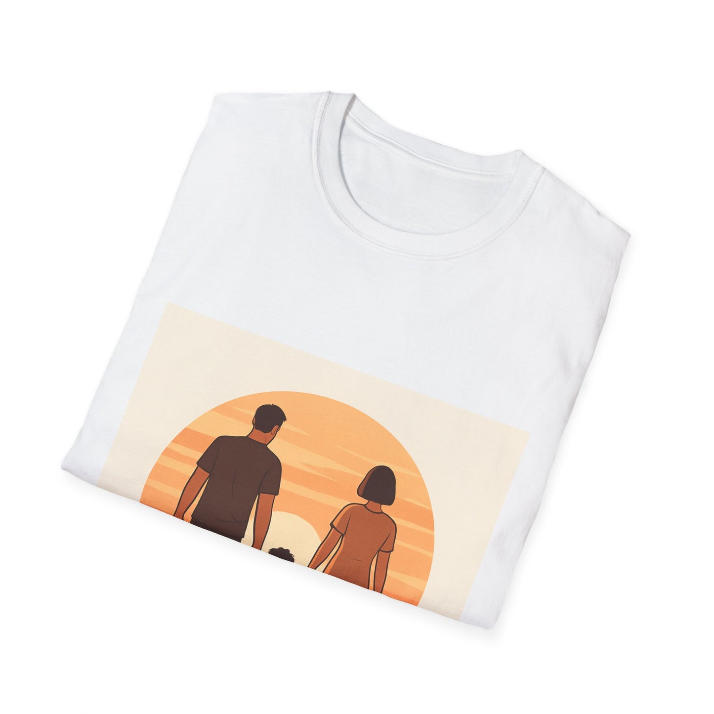 Family Sunset T-Shirt — Parents and Child Silhouette Tee