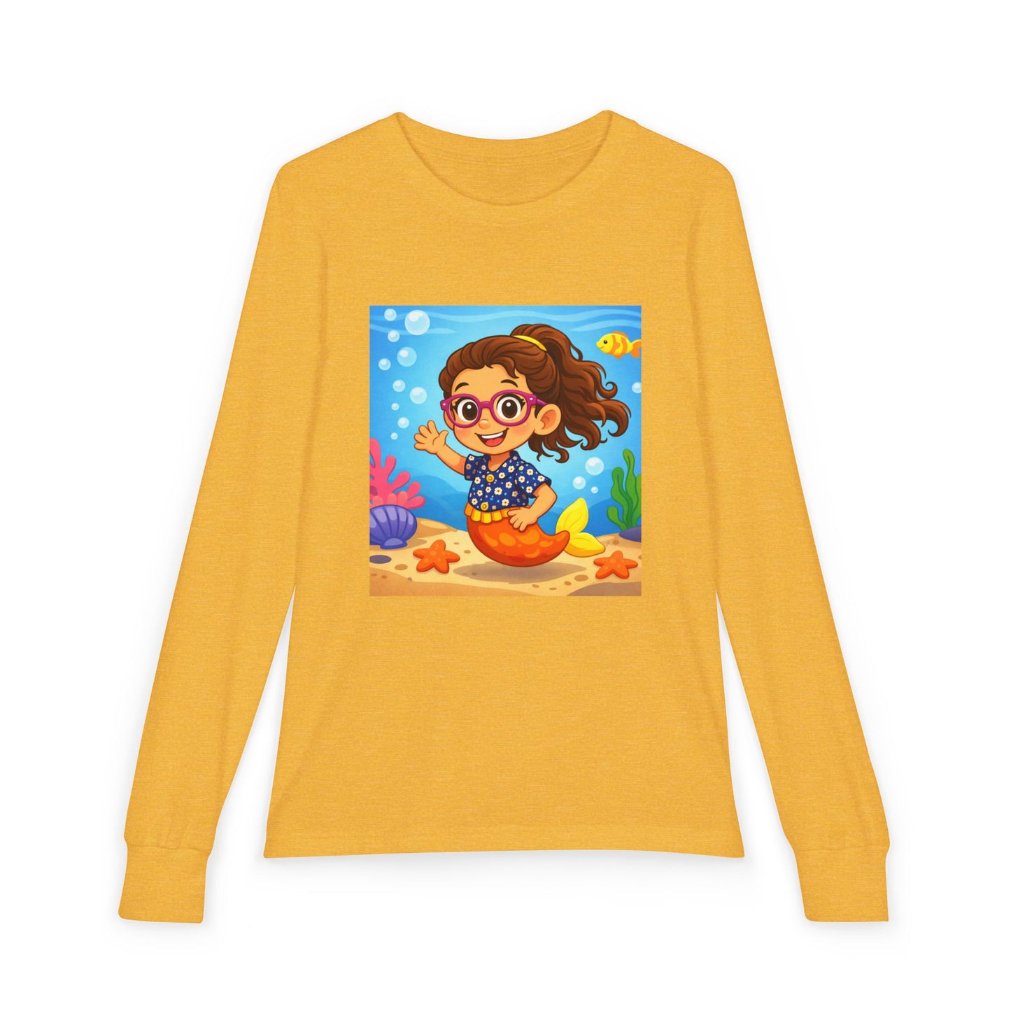 Kids Mermaid Tee — Cute Girl Mermaid Long Sleeve Shirt for Playtime & Beach