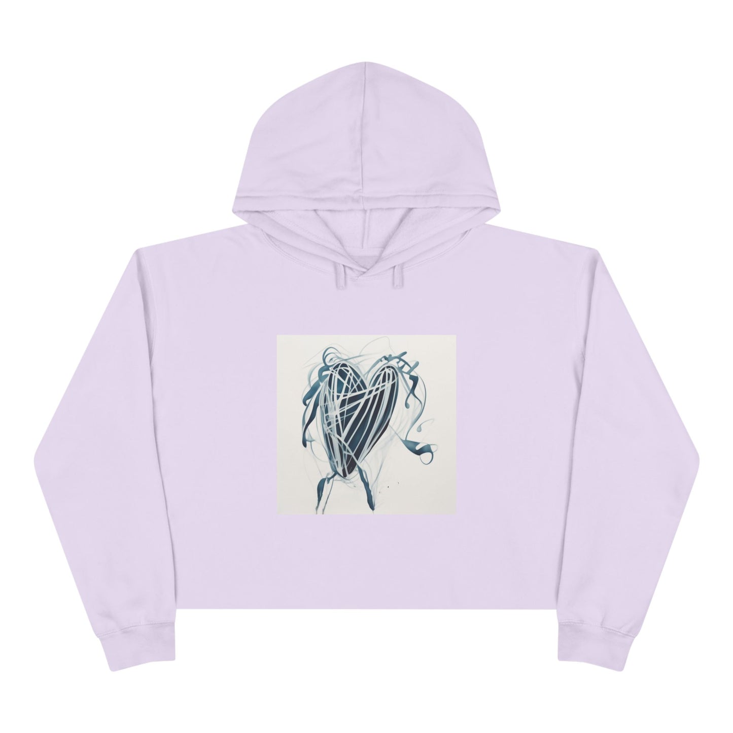 Cropped Hoodie — Abstract Blue Heart Brushstroke Design
