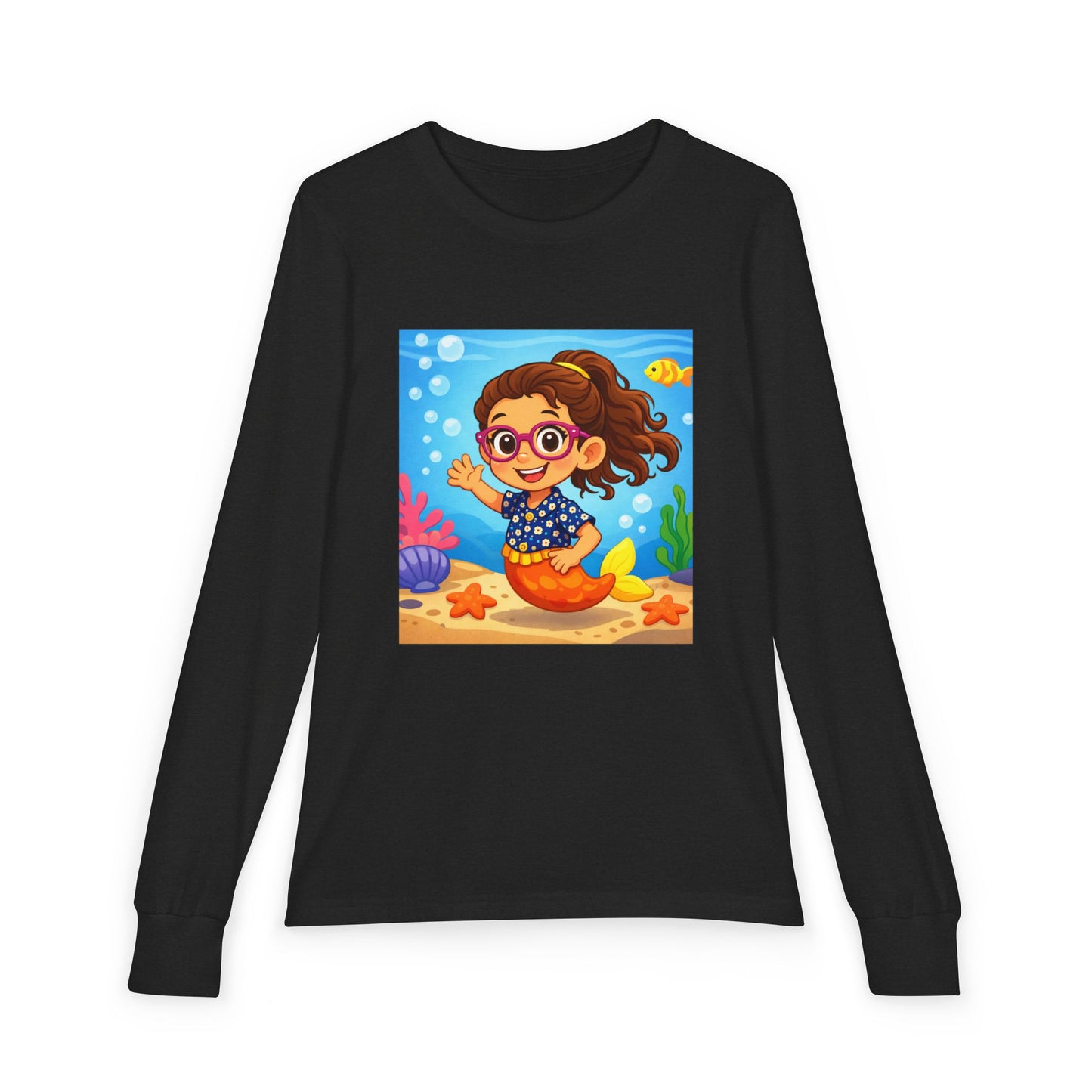 Kids Mermaid Tee — Cute Girl Mermaid Long Sleeve Shirt for Playtime & Beach