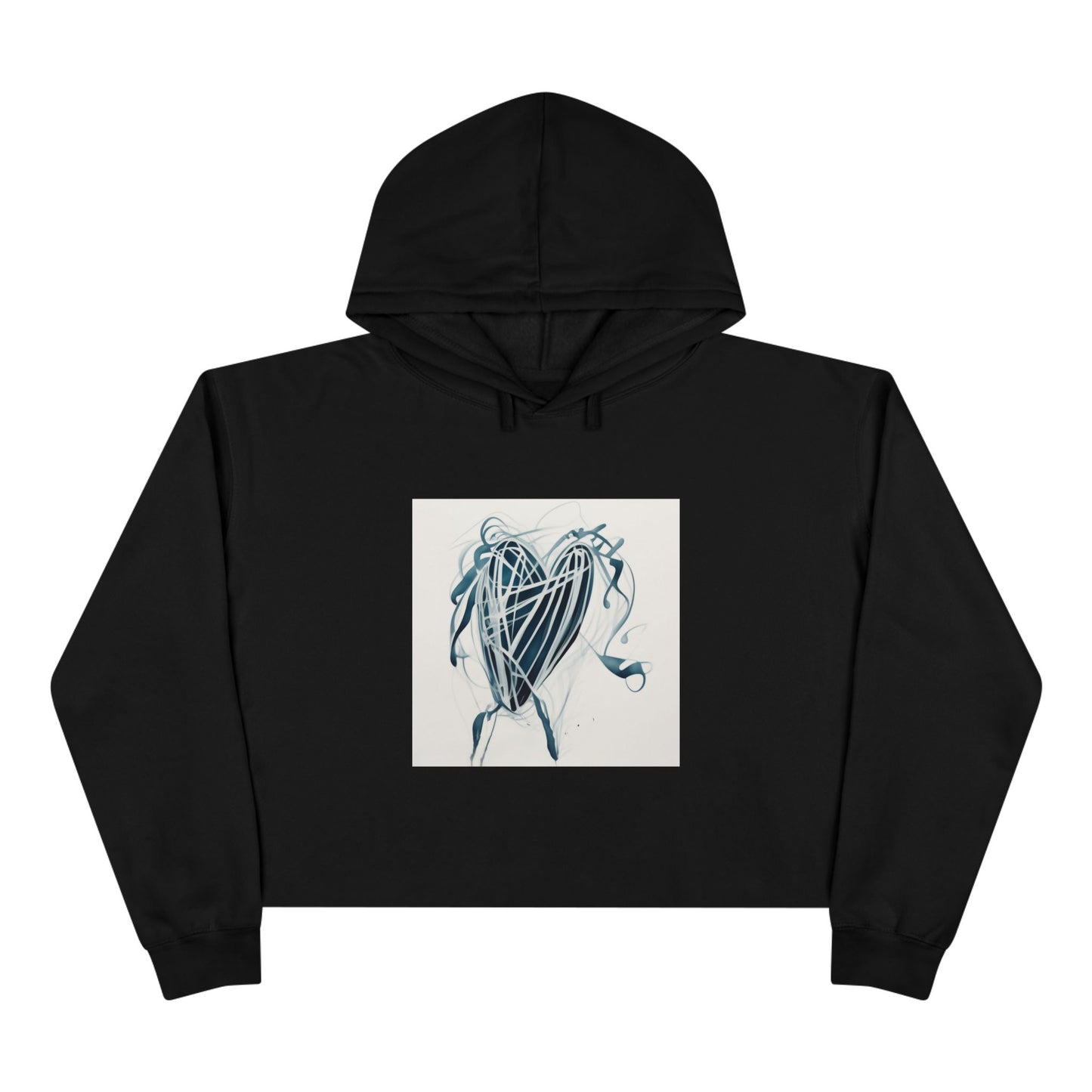 Cropped Hoodie — Abstract Blue Heart Brushstroke Design