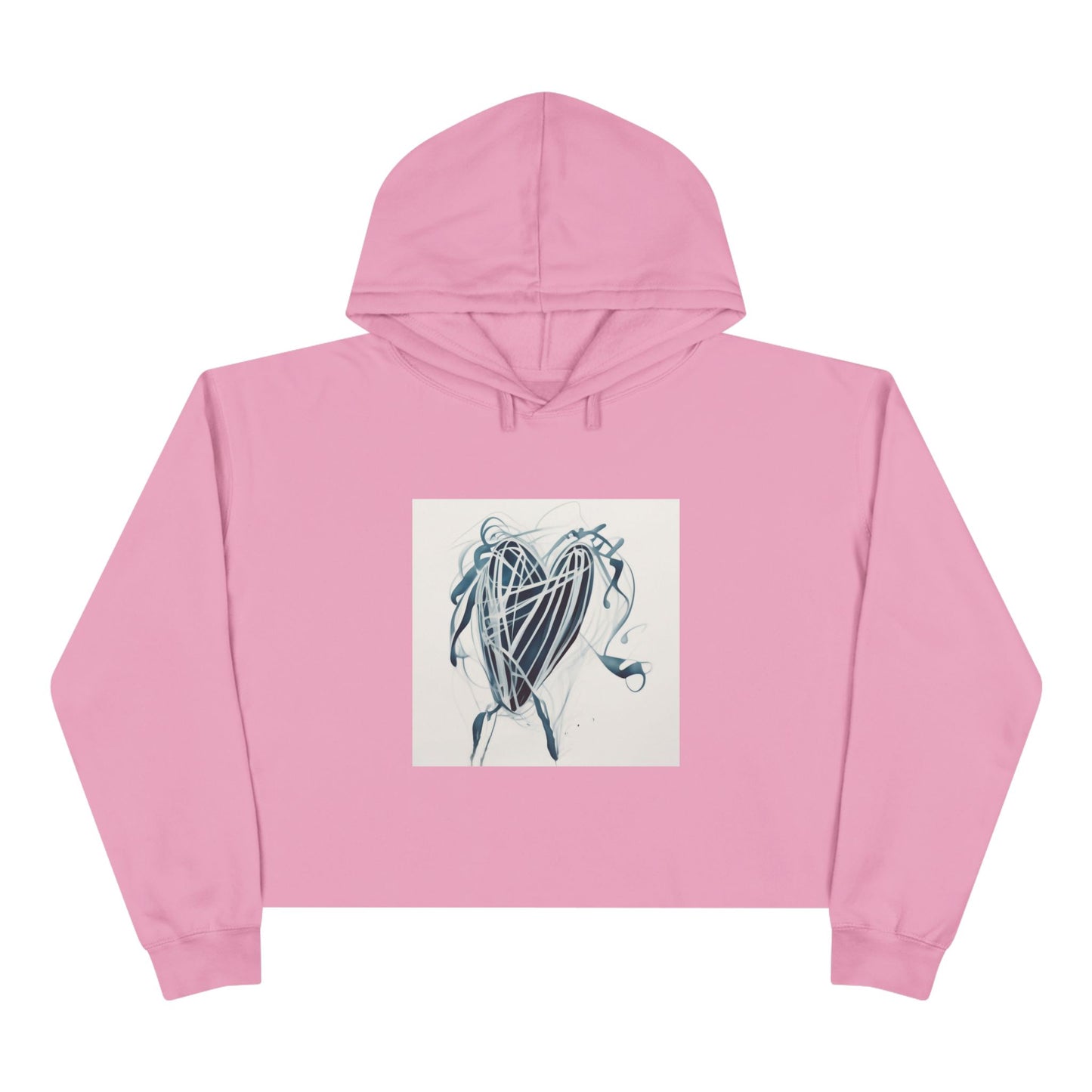 Cropped Hoodie — Abstract Blue Heart Brushstroke Design