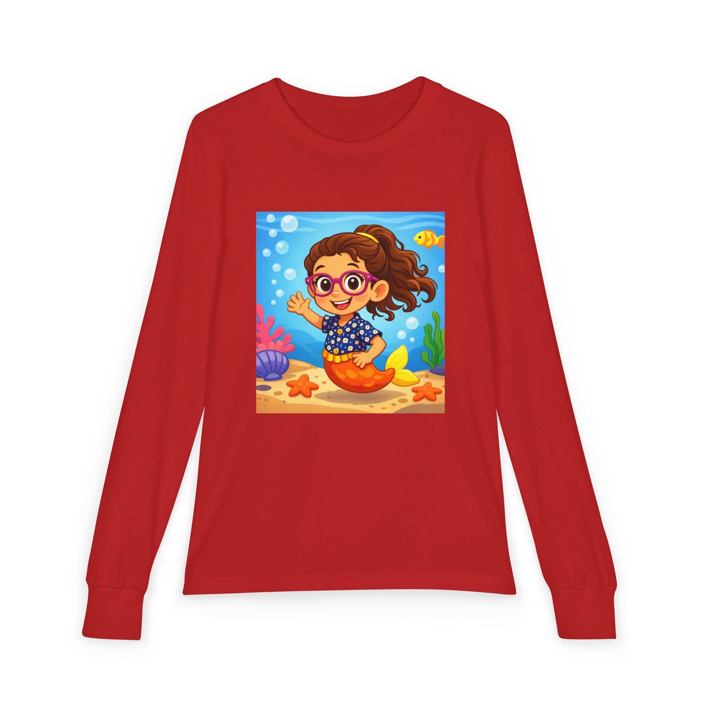 Kids Mermaid Tee — Cute Girl Mermaid Long Sleeve Shirt for Playtime & Beach