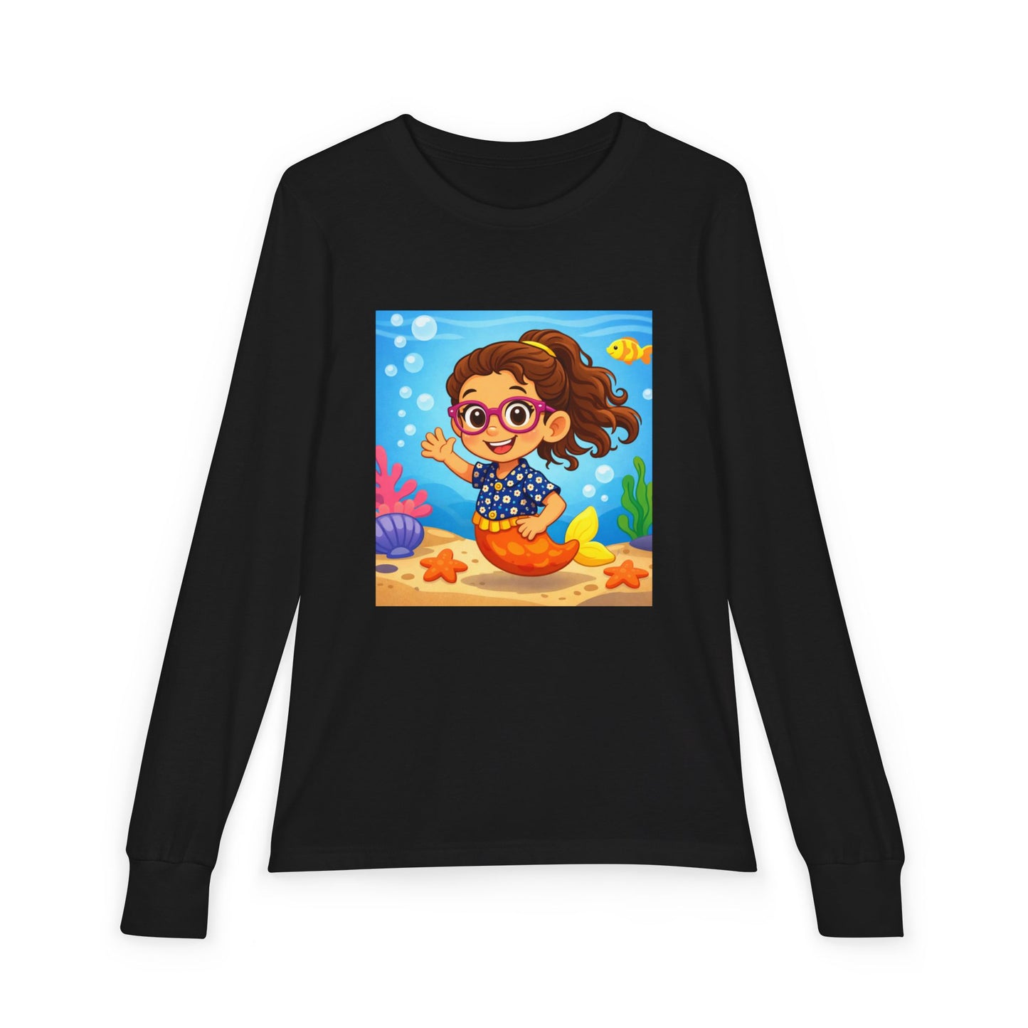 Kids Mermaid Tee — Cute Girl Mermaid Long Sleeve Shirt for Playtime & Beach