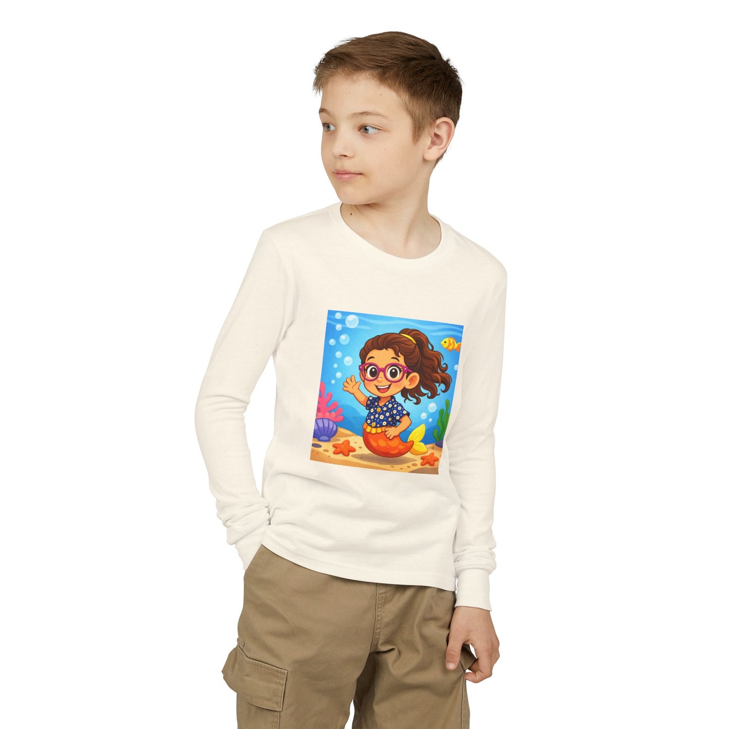 Kids Mermaid Tee — Cute Girl Mermaid Long Sleeve Shirt for Playtime & Beach
